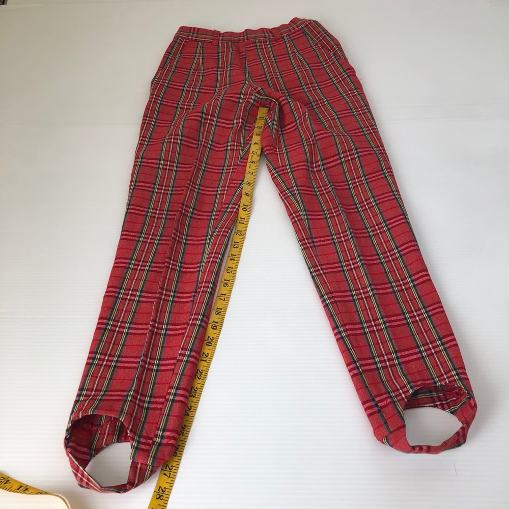 Vintage 90’s Red Plaid Stirrup Pants, 24* - Picture 6 of 12